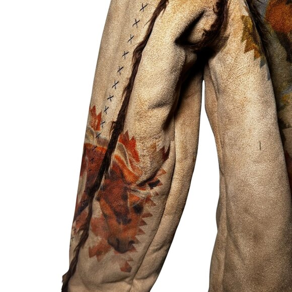 The Trail Of Painted Ponies Womens L Western Faux Suede Fur Lined Jacket Horses - Picture 9 of 11